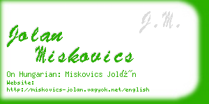 jolan miskovics business card